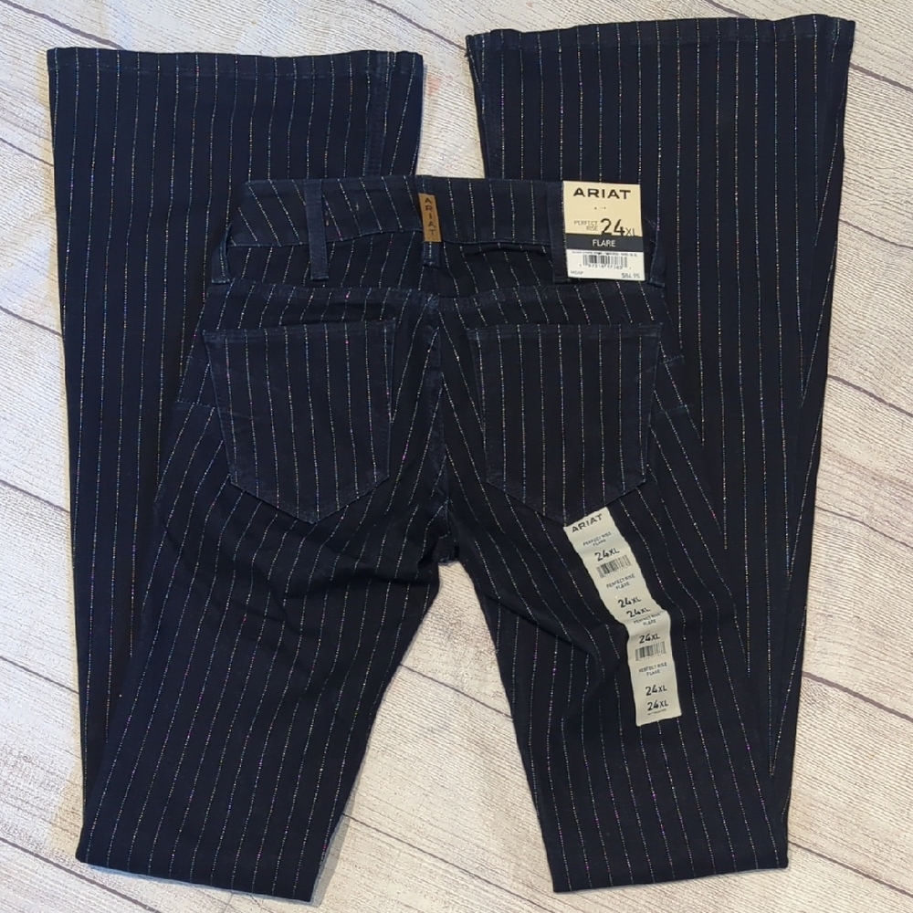 Ariat Women's Navy Pinstripe Wide Leg Jeans